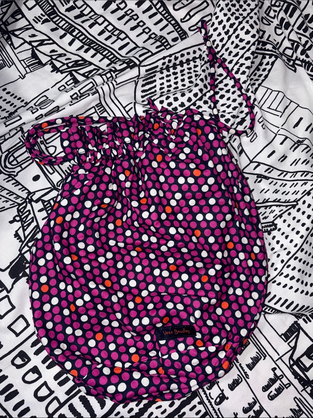 Vera Bradley Purple Drawstring Polka Dot Wet Garments Bag